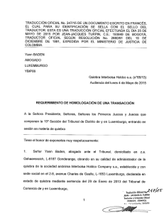 TRADUCCIÓN OFICIAL No. 247/15 DE UN DOCUMENTO