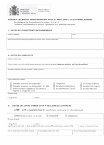 memoria del proyecto de inversión para el pago único de las