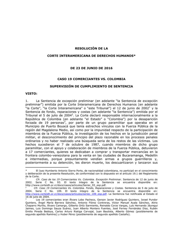 Resolución Corte Interamericana De Derechos Humanos