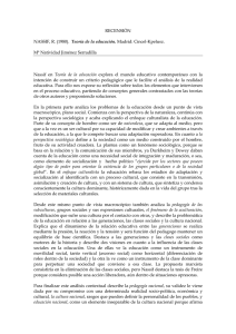 RECENSIÓN NASSIF, R. (1980). Teoría de la educación. Madrid