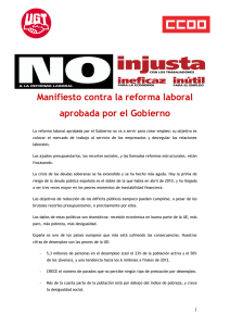 Manifiesto sindical contra la reforma laboral aprobada por el Gobierno