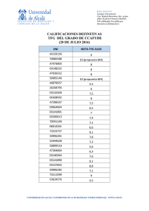 Calificaciones definitivas del TFG