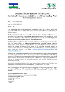 Invitation for Supply and Installation of a Virtual Landing Point For