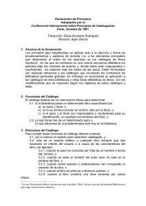 Declaración de Principios de Catalogación, París 1961