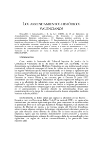 LOS ARRENDAMIENTOS HISTÓRICOS VALENCIANOS