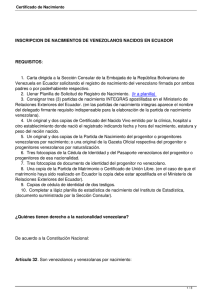 Certificado de Nacimiento - Embajada de Venezuela en Ecuador