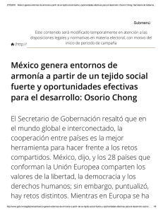 México genera entornos de armonía a partir de un tejido social