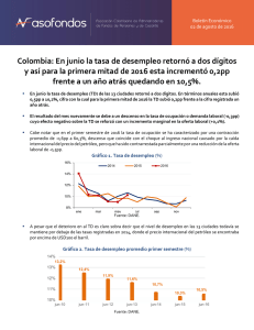 Colombia: En junio la tasa de desempleo retornó a dos