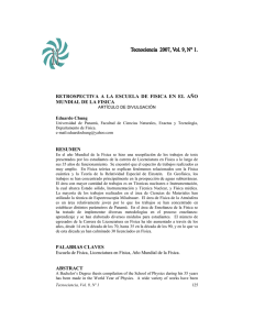 La Escuela de Física en el Año Internacional de la Física