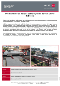 Deslizamiento de dovelas sobre el puente de Sant Quirze de Besora