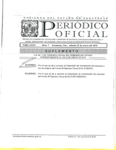 " TOMO CXXVI . Núm. 7 Zacatecas, Zac., sábado 23 de enero del