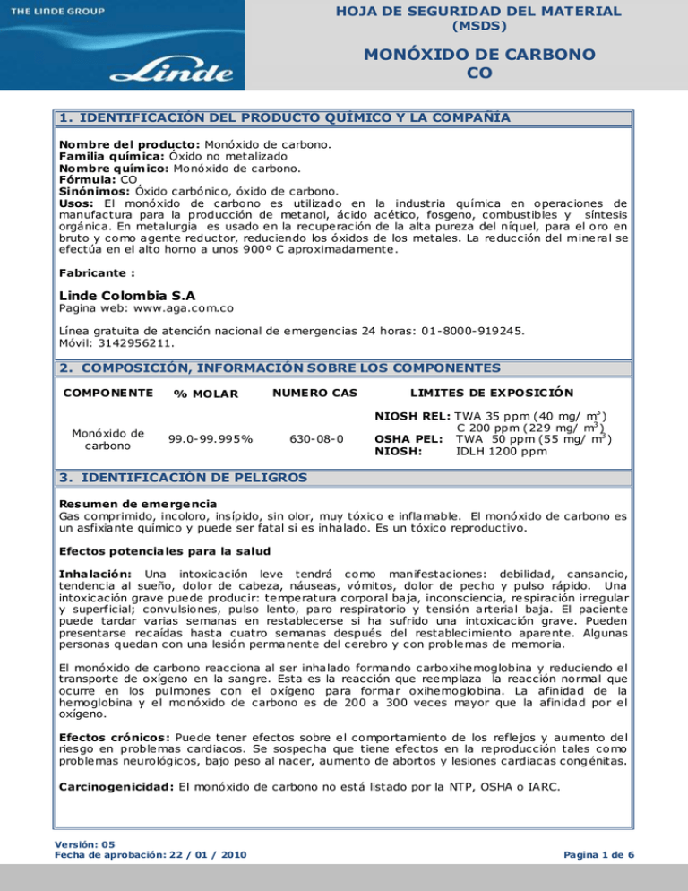 Hoja De Seguridad Del Material (msds)