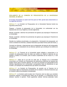 Reglamento de la Comisión de Presupuestos de la Universidad