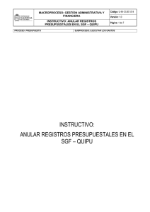instructivo: anular registros presupuestales en el sgf – quipu