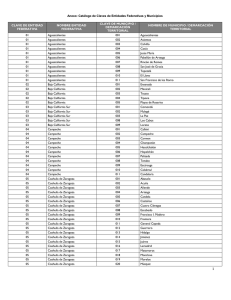 Cat&aacute;logo de Claves de Entidades Federativas y Municipios de M&eacute;xico