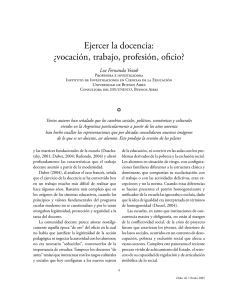 Ejercer la docencia: &iquest;vocaci&oacute;n, trabajo, profesi&oacute;n, oficio?