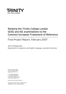 CEFR Calibration Report - Trinity College London