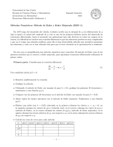 Métodos Numéricos: Método de Euler y Euler Mejorado (EDO 1).
