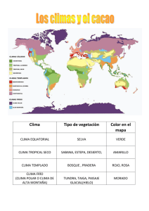 Clima Tipo de vegetaciòn Color en el mapa