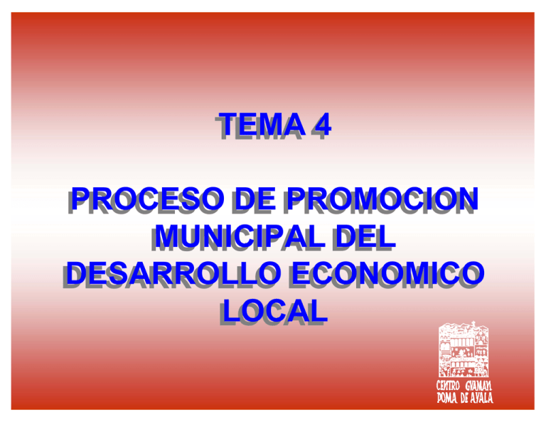 Tema 4 Proceso De Promocion Municipal Del Desarrollo Economico