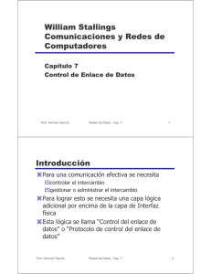 Capítulo 7 Control de Enlace de Datos Para una comunicación