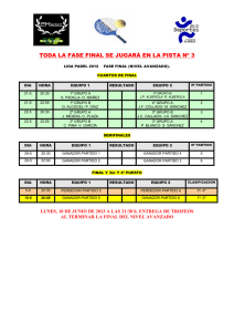 TODA LA FASE FINAL SE JUGARÁ EN LA PISTA Nº 3