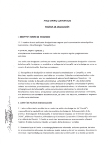 Page 1 3 ATICO MININGCORPORATION POLÍTICA DE