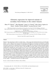 Allometric regressions for improved estimate of secondary forest