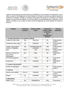 Listado de porciones aprobadas por la COFEPRIS (se publicaran