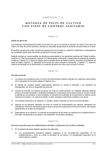 matanza de peces de cultivo con fines de control sanitario