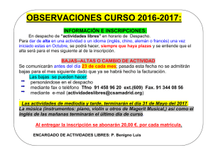 OBSERVACIONES CURSO 2016-2017: