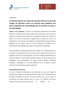 El Tribunal Superior de Justicia de Canarias estima el recurso del