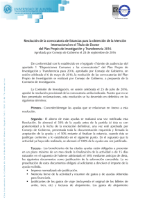 Resolución Definitiva de la Convocatoria de Ayudas para Estancias