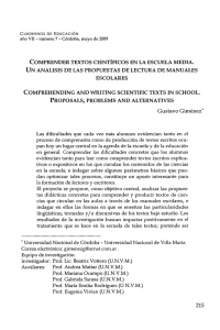 comprender textos científicos en la escuela media. un analisis de