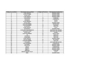 Código de Localidad Descripción de la Localidad Código de
