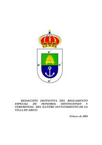 Reglamento de Honores - Ayuntamiento de Villa de Arico