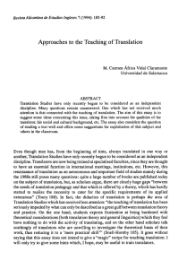Approaches to the Teaching of Translation