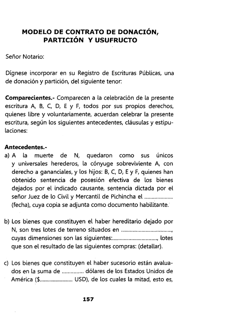 modelo de contrato de donación