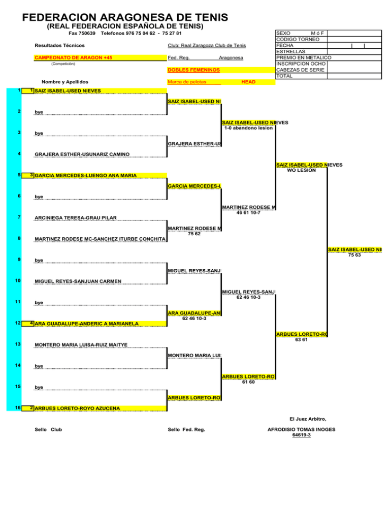 FEDERACION ARAGONESA DE TENIS