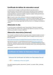 Certificado de delitos de naturaleza sexual Obtención in