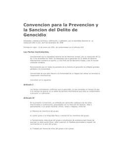 Convencion para la Prevencion y la Sancion del Delito de Genocidio
