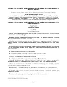 Reglamento de la Ley para el Aprovechamiento de Energías