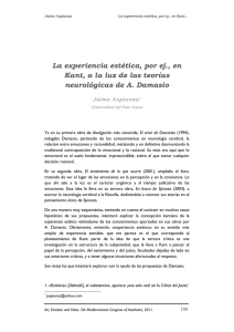 La experiencia estética, por ej., en Kant, a la luz de las teorías