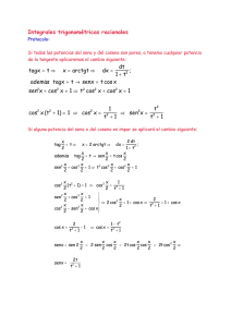 Integrales trigonométricas racionales tagx t x arctgt dx dt t ademas