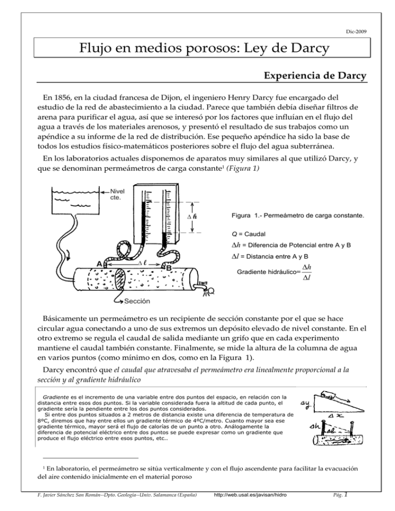 Flujo En Medios Porosos Ley De Darcy 8923
