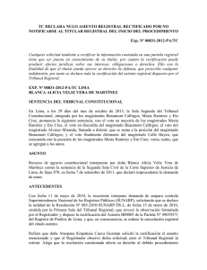 TC DECLARA NULO ASIENTO REGISTRAL RECTIFICADO POR