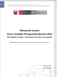 Manual de Usuario Cierre Contable Presupuestal Ejercicio 2015