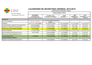 Calendario Secretaría General 2015/2016