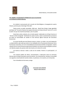 Merlo-Moreno, 14 de abril de 2015 Hna. Brígida y Consagrados/as