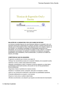 Técnicas Expresión Oral y Escrita S. Sánchez-Cuadrado 1